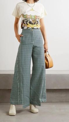 Checkered Pants, Look Retro, Mode Inspiration, Looks Style, Looks Vintage, Outfit Casual, Outfits Casuales, Lanvin, Net A Porter