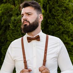 Personalized Leather Suspenders Leather Bow Tie Groomsmen - Etsy Dapper Suspenders For Party, Groom's Bow Tie With Suspenders, Elegant Formal Belts And Suspenders With Leather Strap, Dapper Party Suspenders, Classic Wedding Belts And Suspenders With Bow Tie, Elegant Leather Strap Belts And Suspenders For Formal Occasions, Elegant Formal Leather Belts And Suspenders, Elegant Formal Leather Strap Belts And Suspenders, Elegant Formal Leather Belt And Suspenders