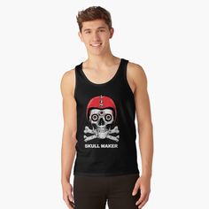 Get my art printed on awesome products. Support me at Redbubble #RBandME: https://www.redbubble.com/i/tank-top/A-Skull-with-Motorcycle-Helmets-Skull-Maker-by-Cultradesign/52142347.B4HC7?asc=u I Love My Girlfriend, Black Cat Halloween, Movie T Shirts, Tank Top Designs, Up Girl, Our Lady, Funny T, Orange And Purple, Funny Tshirts