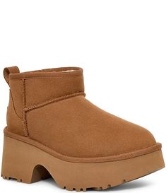 UGG Classic Ultra Mini New Heights Suede Platform Booties | Dillard's Green Ugg Ultra Mini, Platform Uggs, Ugg Classic Ultra Mini, Tiktok Fashion, Ugg Classic, Fashion Editor, Dillard's, Suede Heels, Christmas List