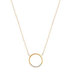 Crafted of quality 14 karat yellow gold  nine brilliant round diamonds  at approximately .10 carat total weight  provide ample sparkle to this darling circle necklace. This design measures 5/8 of an inch in diameter and hangs from a matching and adjustable 18-inch cable chain. Diamond Circle Necklace, Diamond Circle Pendant, Gold Jewelry Outfits, Necklace Circle, Chanel Perfume, Mangalsutra Designs, Yellow Gold Necklace, Diamond Necklaces, Platinum Jewelry