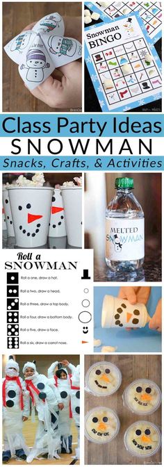 snowman themed party ideas and activities for kids to do with the snowman theme