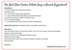 the best slow cooker potato soup recipe ingredients list for this week's meal