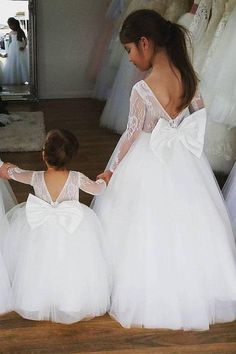 Robes D'occasion, Cheap Flower Girl Dresses, Dresses Tulle, Cheap Flowers, Tulle Flower Girl, Tulle Flowers, Pink Tea, Flower Girl Dresses Tulle, Lace Top Long Sleeve