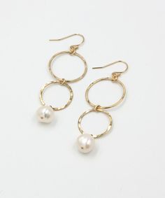 Resort Accessories, Gold Filled Hoops, Tassel Jewelry, White Freshwater Pearl, Florida Usa, Gold Filled Jewelry, Pearl Drop Earrings, Pearl Drop, Gold Plated Jewelry