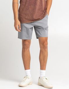 Rsq Short Chino Shorts. Falls Well Above The Knee. 7.5" Inseam. Slant Hand Pockets. Zip Fly. Button Waist. Dual Back Welt Pockets With Rsq Logo Flag At Right Pocket. 68% Cotton 30% Repreve Recycled Polyester 2% Spandex. Machine Wash. Imported. Simple Logo, Slate Blue, Chino Shorts, Logo Tees, Above The Knee, Welt Pockets, Mens Tees, The Knee, North Face