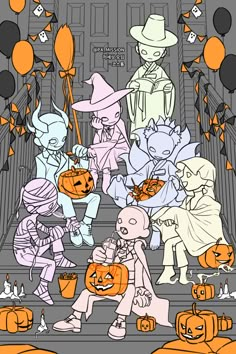 an image of halloween characters on the steps