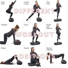 a woman is doing different exercises for her body