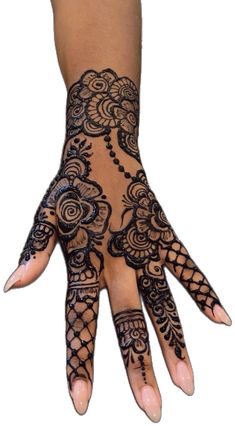 a hand with henna tattoos on it