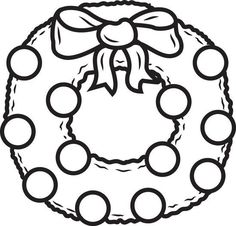 a black and white drawing of a donut with a bow on the top, surrounded by circles