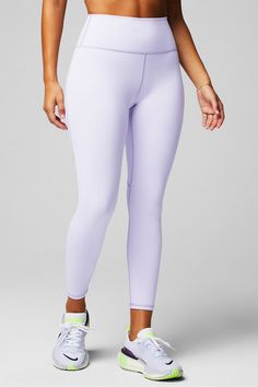 Define PowerHold® High-Waisted 7/8 Legging Fabletics purple female Activewear >> Womens >> Bottoms >> Leggings >> 7/8s PowerHold regular Training 4-Way Stretch/Moisture-Wicking/UPF Protection Lavender Stretch Leggings For Workout, Lavender Stretch Leggings For Yoga, Lavender Activewear For Light Exercise, Lavender Fitted Bottoms For Yoga, Fitted Lavender Bottoms For Yoga, Fitted Purple Moisture-wicking Tights, Purple Moisture-wicking Fitted Tights, Lavender Fitted Workout Leggings, Lavender Stretch Leggings For Athleisure