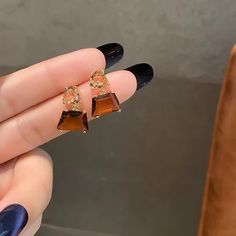 geometric tawny Crystal Square Gold Earrings – ingodeal Square Gold Earrings, Women Earrings, Style Classic, Fashion Fashion, Semiprecious Stones, Fashion Earrings, Types Of Metal, Precious Stones, Semi Precious