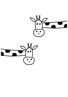 two giraffes are standing next to each other in the same line drawing