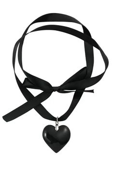 Heart Pendant Satin Ribbon Necklace, black heart necklace, grunge aesthetic accessories Find Your Aesthetic, 90s Aesthetic, Ribbon Necklace, Black Heart, Grunge Aesthetic, Satin Ribbon, Jewelry Inspo, Grunge Outfits, Heart Necklace