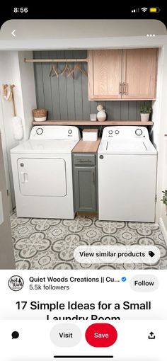 an appliance ad for a washer and dryer in a small kitchen