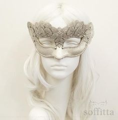 Pure Silver Lace Masquerade Mask With Brocade Fabric | Etsy Elegant Fitted Masquerade Mask For Mardi Gras, Elegant Silver Eye Mask, Elegant Fitted Masquerade Mask For Costume Party, Elegant Silver Masks And Prosthetics For Party, Silver Formal Masquerade Mask For Carnival, Silver Fantasy Masks And Prosthetics For Party, Elegant Silver Masquerade Mask For Costume Party, Elegant Silver Masquerade Mask For Wedding, Silver Eye Mask For Masquerade