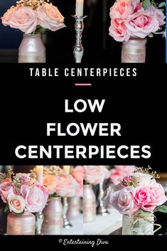 5 Simple But Elegant Pink Flower Centerpieces (That Are Low Enough To See Over) Pretty Candle Holders, Roses And Hydrangeas