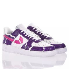 Nike Af1 Purplegose is the custom sneaker for men and women, the special craftsmanship made with purple and fuchsia python leather makes it unique, each section has been cut and sewn to create the crease effect on the entire upper. The final touch is given by the white contrast Purplegose logo on the back. ""Nike Af1 Purplegose will be provided with the white waxed lace as well as its original lace. Luxury Purple Low-top Sneakers, Custom Purple Sneakers For Sneaker Matching, Custom Purple Leather Low-top Sneakers, Purple Leather Low-top Custom Sneakers, Purple Leather Lace-up Custom Sneakers, Purple Lace-up Leather Custom Sneakers, Final Touch, Custom Sneakers, Gorgeous Bags