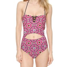 6 Shore Road By Pooja Chica One Piece Swimsuit Nwot Size - M Color - Bodhi Pink Mandala Removable Halter Tie Straps Braided Straps Across Upper Back Waist Cutout Padding At Bust High Waisted Full Coverage Bottom Never Worn. Pristine Condition. Pink One-piece Swimwear For Festival, Pink Mandala, Halter One Piece Swimsuit, Braided Strap, Womens Swim, One Piece Swimsuit, Black Pink, One Piece, High Waisted