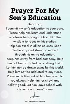 the prayer for my son's education