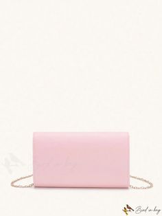 BirdinBag - Compact Metal-Trimmed Envelope Bag with Chain Strap Pink Clutch With Chain Strap For Events, Pink Clutch With Chain Strap For Formal Occasions, Formal Pink Clutch With Chain Strap, Rectangular Pink Wallet On Chain For Evening, Chic Pink Wallet On Chain With Chain Strap, Event Pink Bags With Chain Strap, Pink Evening Flap Bag With Chain Strap, Pink Chain Strap Flap Bag For Evening, Pink Event Bags With Chain Strap