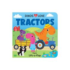 a children's book with dinosaurs and farm animals