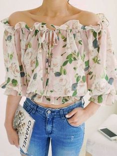 Chiffon Blouse, Moda Fashion, Diy Clothes, Blouse Designs, Chic Style, Off The Shoulder, Off Shoulder, Shirt Blouses, Coco