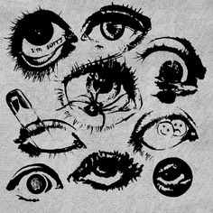 an image of eyes drawn in black and white