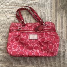 Barely Used Red Coach Poppy Purse. Measurements In Pics. Super Fun And Cute. It’s A Great Size For Everyday Or Even A School/Work Bag. Subn10 Coach Poppy, Bags Coach, Work Bag, Coach Purse, Coach Purses, School Work, Coach Bags, Bag Lady, Purse