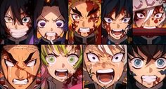 the many faces of an anime character with different facial expressions and haircuts,