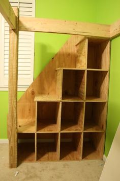 the shelves are made out of plywood boards