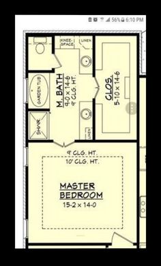 the floor plan for a small house with two master suites and an attached bathroom area