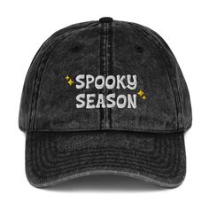 It's spooky season! Made out of 100% cotton, the 6-panel cap offers a light feel, while the adjustable strap ensures a solid and comfortable fit. • 100% cotton • 6-panel unstructured cap with a low profile • Soft crown • Adjustable strap Vintage Baseball Hats, Foodie Outfit, Jersey Vintage, Funny Hats, Dad Caps, Special Thanks, Embroidery Details, Vintage Cotton, Hats Vintage