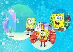 spongebob and his friends are in the water