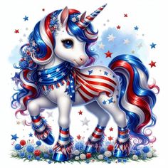 an image of a unicorn with stars and stripes on it