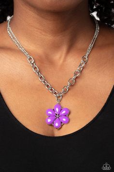 Paparazzi Accessories - Dazzling Dahlia - Purple Necklace - Bling by JessieK Purple Dahlia, Purple Acrylic, Yellow Necklace, Purple Necklace, Paparazzi Accessories, Latest Jewellery, Paparazzi Jewelry, Belleza Natural, The Purple