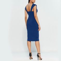 **Note: Pictures Don’t Do This Dress Justice! Color Is A Beautiful Royal Blue Hue In Person. Nwt. Value: $325.00+ Midi Style Ships To You Today! Blue Sheath Midi Dress For Date Night, Blue Bodycon Midi Dress For Formal Occasions, Chic Blue Midi Length Bodycon Dress, Chic Blue Midi Bodycon Dress, Elegant Blue Bodycon Midi Dress, Blue Midi-length Evening Bodycon Dress, Blue Midi Length Bodycon Evening Dress, Blue Bodycon Sheath Midi Dress, Deep V