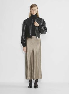 SLIP SATIN MAXI SKIRT Maxi Satin Skirt, Maxi Skirt Outfit, Rehearsal Dinner Outfits, Satin Maxi Skirt, Maxi Skirt Outfits, Dinner Outfits, Poplin Dress, Slip Skirt, Satin Maxi