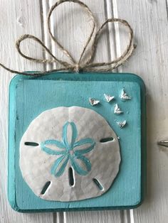 a blue box with a sand dollar on it