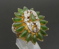 14K GOLD - Vintage Genuine Diamonds & Green Stone Large Heavy Ring Sz 6.5- GR310  Jewelry Type:         Ring  Metal Type:            14k Gold   Metal Size:             6.5 Finger  Stone Type:            Diamonds & Green Stone  Condition:              N/A  Jewelry Weight:     25.8 Grams  PLEASE NOTE: THIS ITEM IS PRE-OWNED. ALTHOUGH MOST ITEMS ARE IN VERY GOOD CONDITION, SOME MAY NEED CLEANING AND/OR MINOR REPAIRS. WE MAKE A VERY STRONG EFFORT TO UPLOAD CLEAR PICTURES. PLEASE INSPECT ALL PICTURES Antique Jewelry Rings, Clear Pictures, Ring Pictures, Ring Metal, Green Stone, Vintage Watches, Beautiful Rings, Antique Jewelry, Silver Pendant