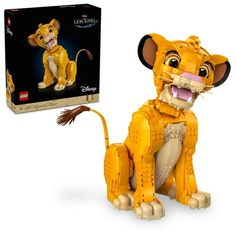 the lion king lego figure is shown next to its box