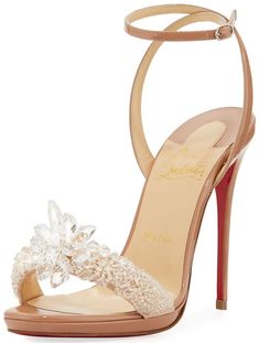 Red Bottom Wedding Shoes: 10 Christian Louboutin Bridal Heels for 2018 Hak Tinggi, Nude Dress, Bridal Heels, Nude Shoes, Final Days, Embellished Sandals