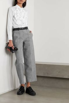 White Poplin Shirt Outfit, Poplin Shirt Outfit, White Poplin Shirt, Outfit Work, Peter Do, Bow Shirts, Cotton Poplin Shirt, Dries Van Noten, Wearing Clothes