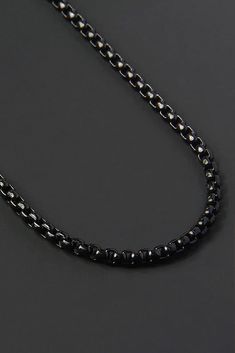 Black Stainless Steel Chain 18” – West of Camden Minimalist Black Chain Link Jewelry, Black Link Necklace With Adjustable Chain, Black Chain Link Jewelry With Lobster Clasp, Black Link Chain Jewelry, Black Stainless Steel Chain Link Necklace, Black Link Jewelry With Box Chain, Black Chain Link Jewelry As Gift, Black Box Chain Link Necklace, Minimalist Black Chain Necklace With Adjustable Chain