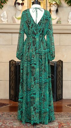 Gretna Green Flowy Dress with adjustable drawstring waistband. Green Flowy Dress, Gretna Green, Bohemian Beauty, Cocoon Dress, London Dress, Garden Party Dress, The Bohemian, Flowy Dress, Signature Collection