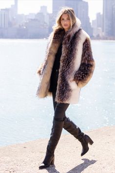 Luxury Faux Fur Coat For Fall, Luxury Faux Fur Coat With Faux Fur Trim, Long Faux Fur Coat With Faux Fur Trim, Fitted Faux Fur Coat With Faux Fur Trim, Shawl Collar Coat, Faux Fur Shawl, Arctic Wolf, Full Length Coat, Womens Faux Fur Coat