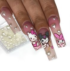 One pack of pearl nail charms three sizes of hearts! 💗💘💕 Hello Kitty 3d, Pearl Nail, Cute Acrylic Nail Designs, Hello Kitty Nails, Pearl Nails, 3d Nail, Nail Charms, 3d Nails, Cute Acrylic Nails