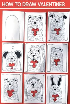 the instructions for how to draw valentine's bears