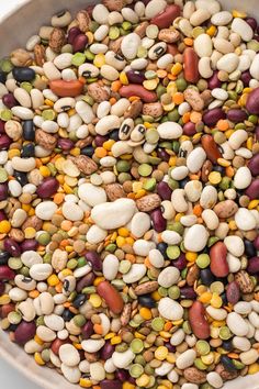 a bowl filled with beans, corn and other things to make it look like something out of a movie