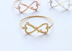 "Delicate and dainty, this infinity bracelet is great for daily wear. Send these as gifts to your loved ones, or customize one for yourself. This bracelet can be designed with any names, words, initials,roman numeral, coordinates, symbols, logo and etc. Please contact me with any questions. ► DETAILS * All materials are: Sterling silver, gold plated, rose plated * Thickness:1.3 mm * Infinity Size: 38 mm ► ORDER * Please indicate the names you want in 'Notes to Seller' at checking out. We can mak Infinity Heart Bracelet For Anniversary, Infinity Bracelet For Mother's Day Personalized Gift, Personalized Infinity Bracelets For Mother's Day, Adjustable Infinity Heart Bracelet For Mother's Day, Personalized Infinity Bracelet For Mother's Day, Personalized Infinity Bracelets For Friendship, Personalized Infinity Bracelets For Wedding, Adjustable Infinity Bracelet For Personalized Gift, Adjustable Infinity Bracelets For Personalized Gifts